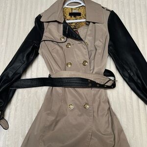 Steve Madden Stylish Beige and Black Women's Trench Coat